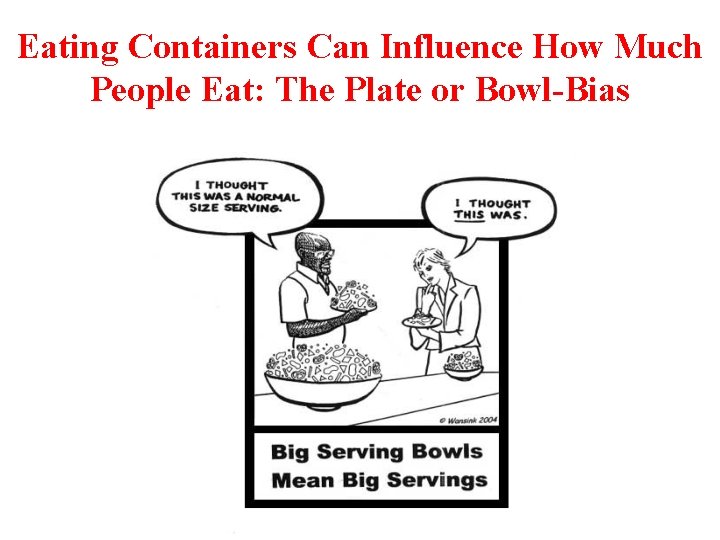 Eating Containers Can Influence How Much People Eat: The Plate or Bowl-Bias Eating Containers Can Influence How Much People Eat: The Plate or Bowl-Bias