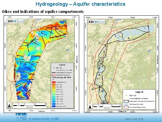 Hydrogeology – Aquifer characteristics Dikes and indications of aquifer compartments Hydrogeology – Aquifer characteristics Dikes and indications of aquifer compartments