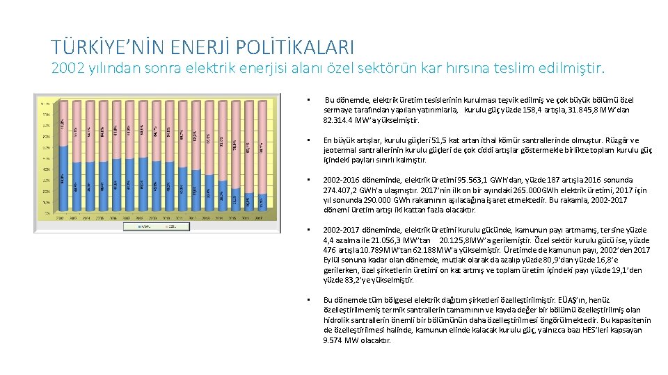 TÜRKİYE’NİN ENERJİ POLİTİKALARI 2002 yılından sonra elektrik enerjisi alanı özel sektörün kar hırsına teslim