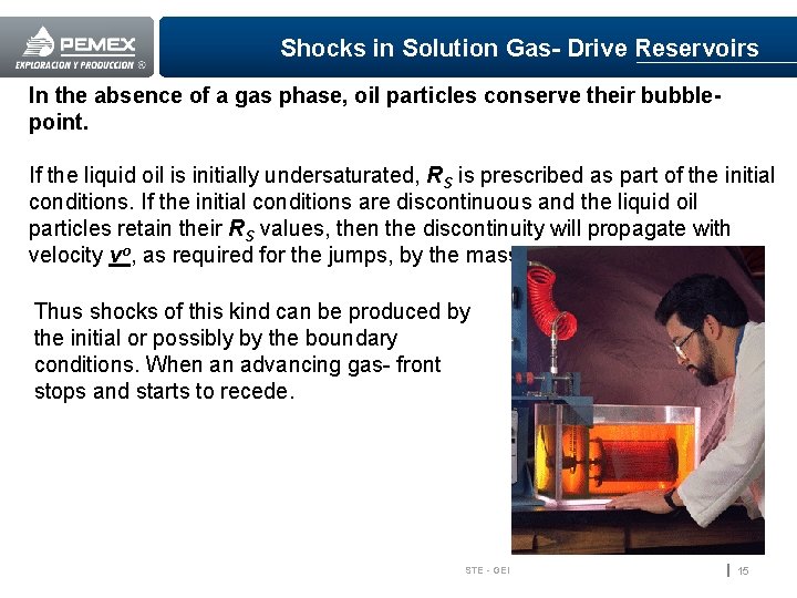 Shocks in Solution Gas- Drive Reservoirs In the absence of a gas phase, oil