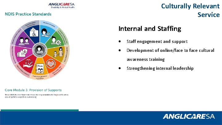 Culturally Relevant Service Internal and Staffing Staff engagement and support Development of online/face to