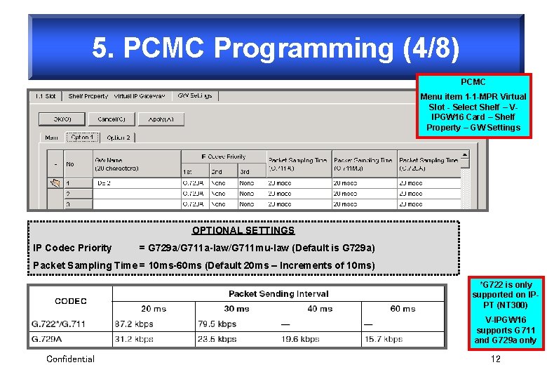 5. PCMC Programming (4/8) PCMC Menu item 1 -1 -MPR Virtual Slot - Select