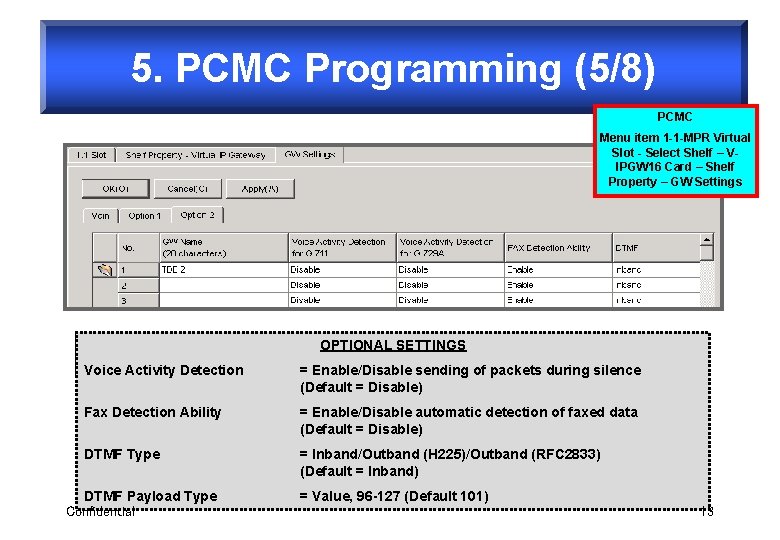 5. PCMC Programming (5/8) PCMC Menu item 1 -1 -MPR Virtual Slot - Select