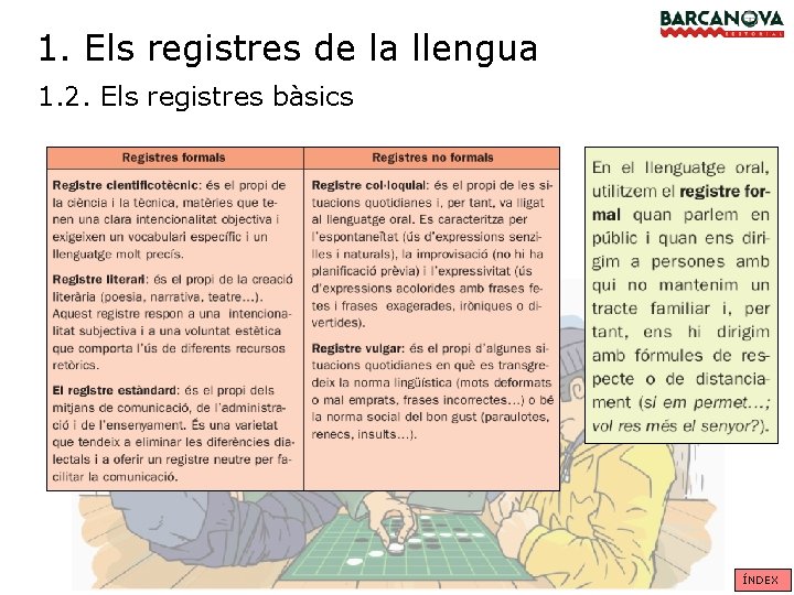 1. Els registres de la llengua 1. 2. Els registres bàsics ÍNDEX 