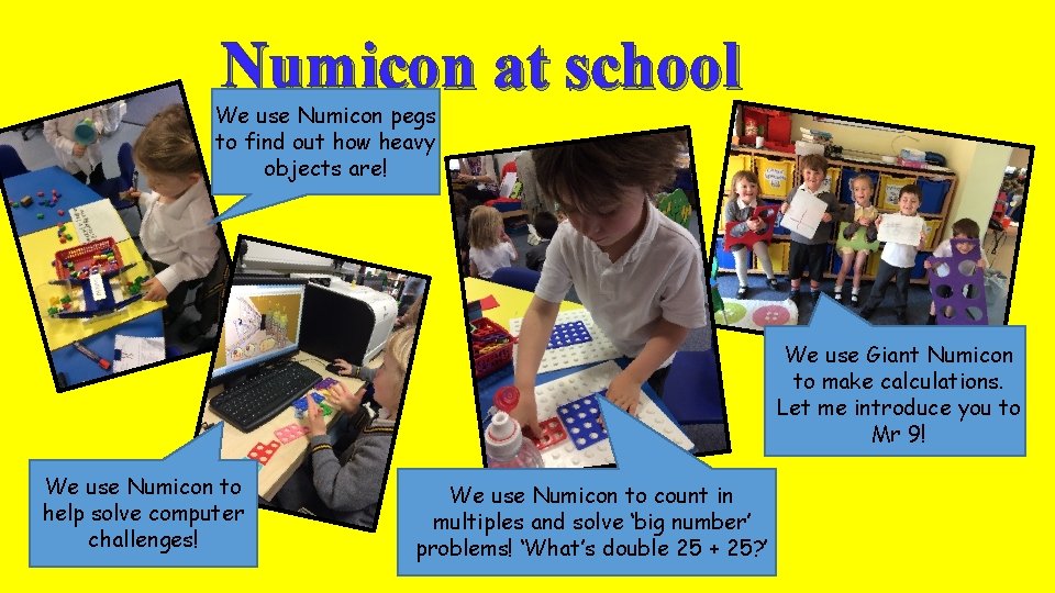 Numicon at school We use Numicon pegs to find out how heavy objects are!