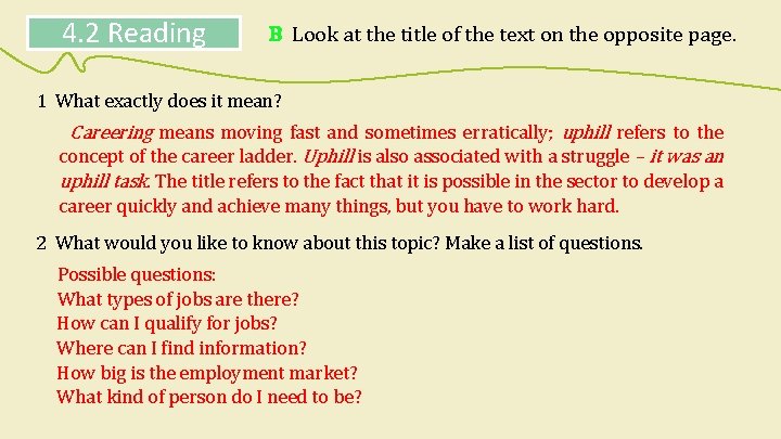 4. 2 Reading B Look at the title of the text on the opposite