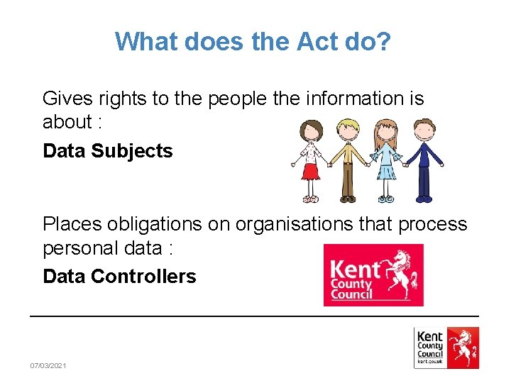 What does the Act do? Gives rights to the people the information is about