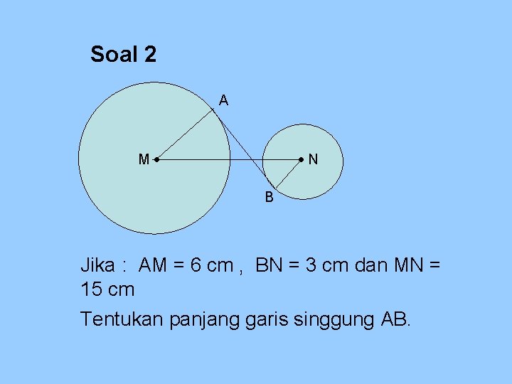 Soal 2 A N M B Jika : AM = 6 cm , BN