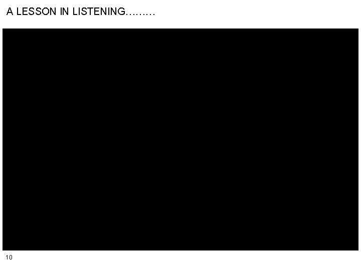 A LESSON IN LISTENING……… 10 A LESSON IN LISTENING……… 10