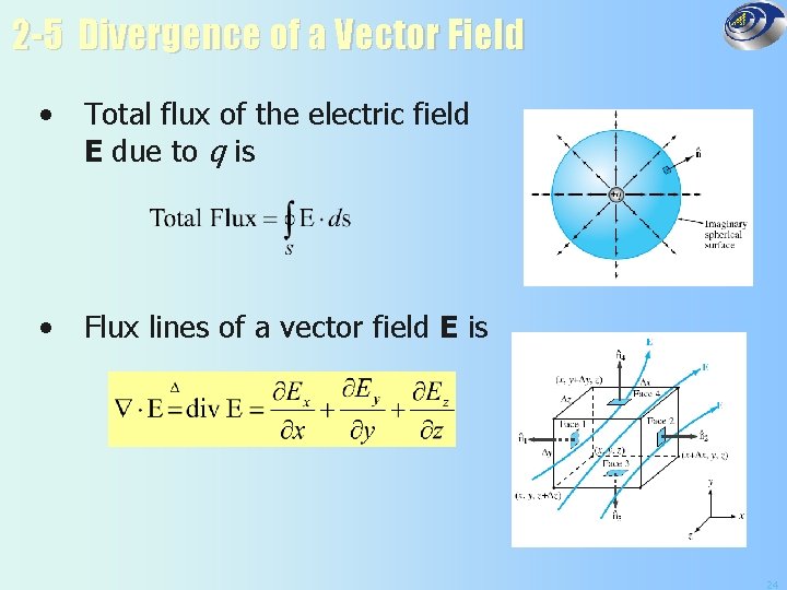 2 -5 Divergence of a Vector Field • Total flux of the electric field