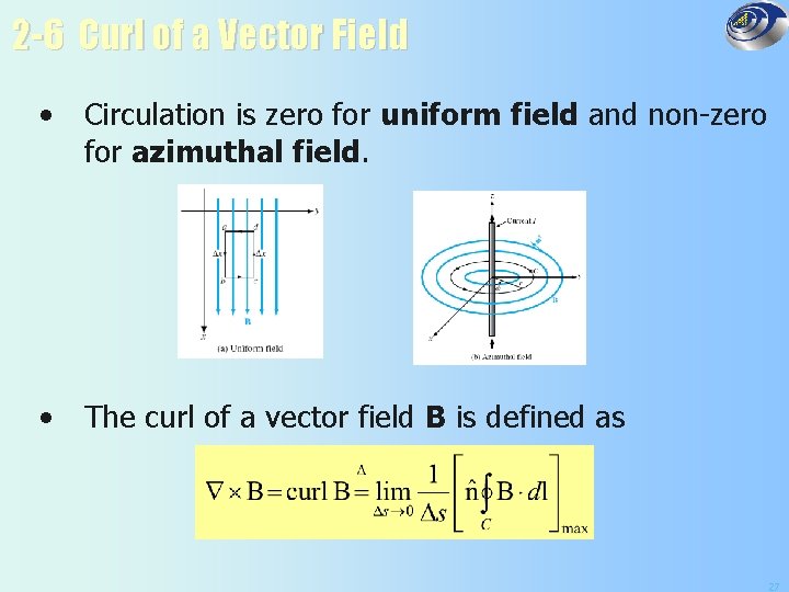 2 -6 Curl of a Vector Field • Circulation is zero for uniform field