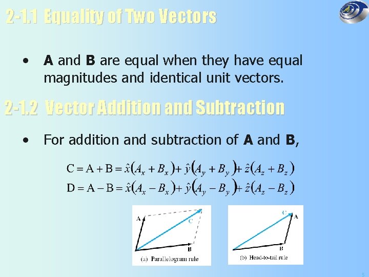 2 -1. 1 Equality of Two Vectors • A and B are equal when