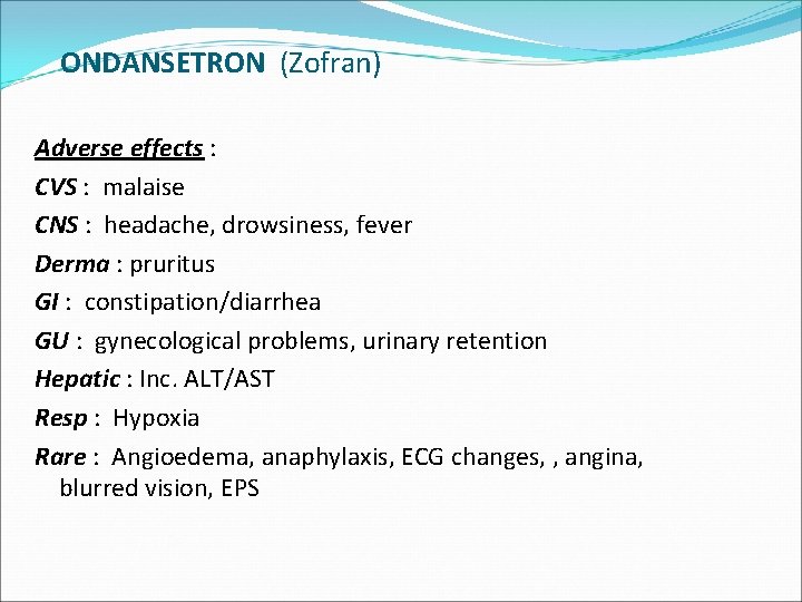 Anti Emetics Presented By Dr Saud Mirza Resident