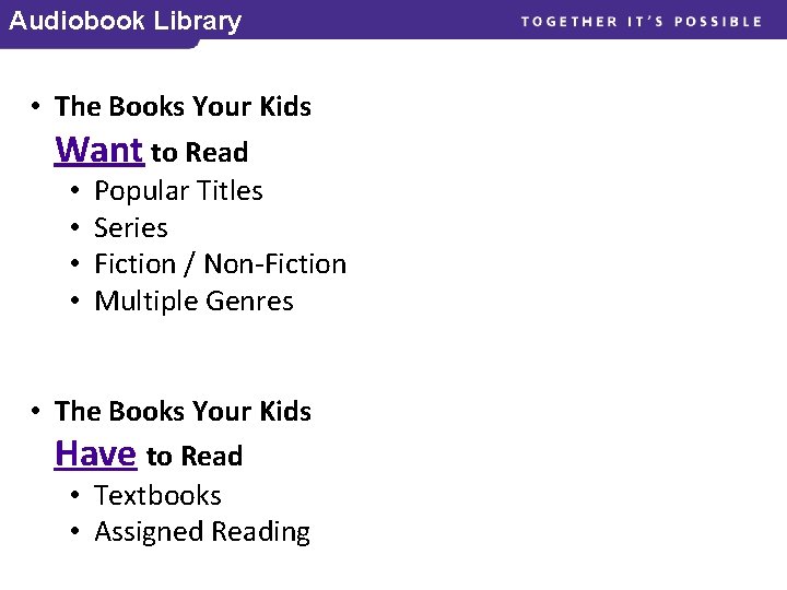 Audiobook Library • The Books Your Kids Want to Read • Popular Titles •