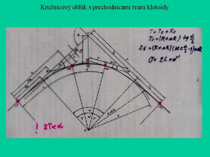 Kružnicový oblúk s prechodnicami tvaru klotoidy Kružnicový oblúk s prechodnicami tvaru klotoidy