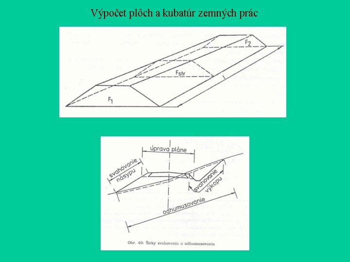 Výpočet plôch a kubatúr zemných prác Výpočet plôch a kubatúr zemných prác