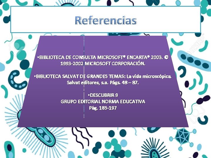 Referencias • BIBLIOTECA DE CONSULTA MICROSOFT® ENCARTA® 2003. © 1993 -2002 MICROSOFT CORPORACIÓN. •