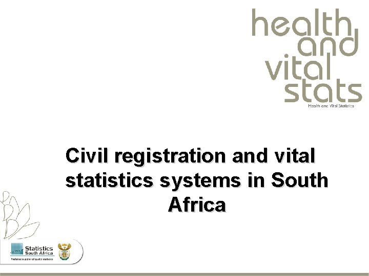 Civil registration and vital statistics systems in South Africa 