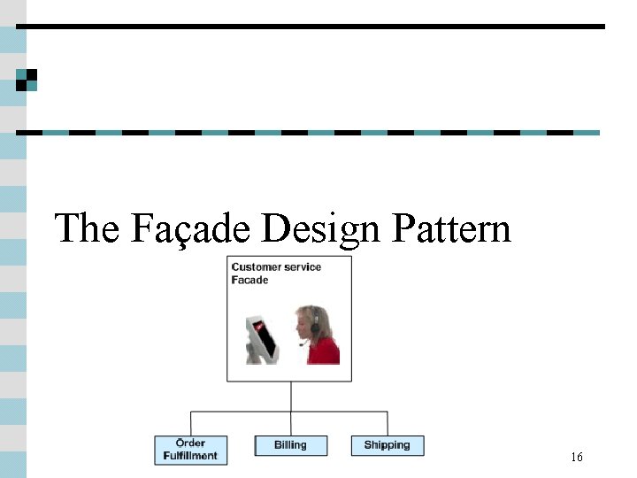 The Façade Design Pattern 16 The Façade Design Pattern 16