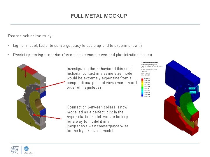 FULL METAL MOCKUP Reason behind the study: • Lighter model, faster to converge, easy