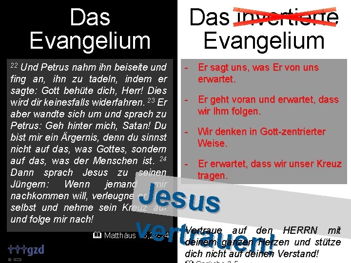 Das Evangelium Und Petrus nahm ihn beiseite und fing an, ihn zu tadeln, indem