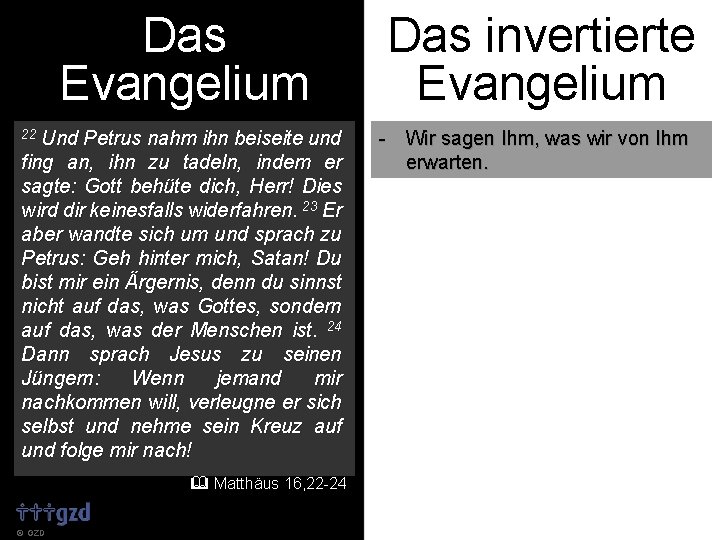 Das Evangelium Und Petrus nahm ihn beiseite und fing an, ihn zu tadeln, indem