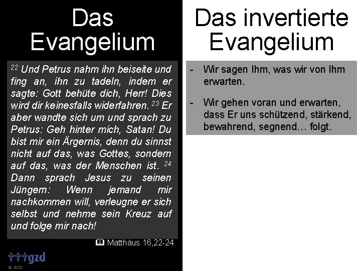 Das Evangelium Und Petrus nahm ihn beiseite und fing an, ihn zu tadeln, indem