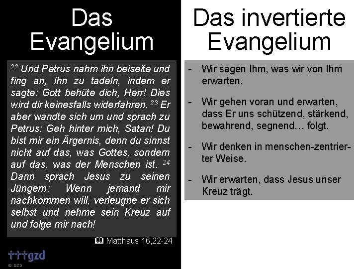 Das Evangelium Und Petrus nahm ihn beiseite und fing an, ihn zu tadeln, indem