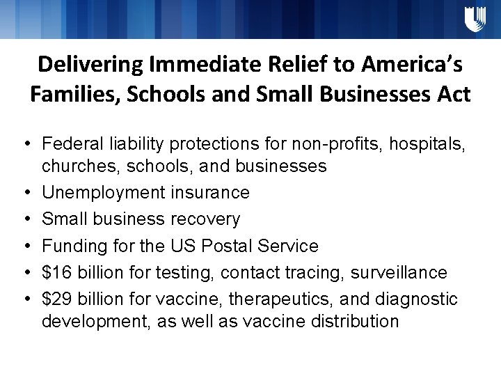 Delivering Immediate Relief to America’s Families, Schools and Small Businesses Act • Federal liability