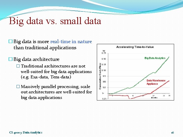 Big data vs. small data � Big data is more real-time in nature than