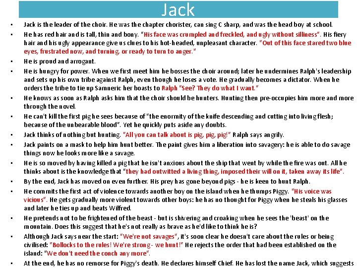  • • • • Jack is the leader of the choir. He was
