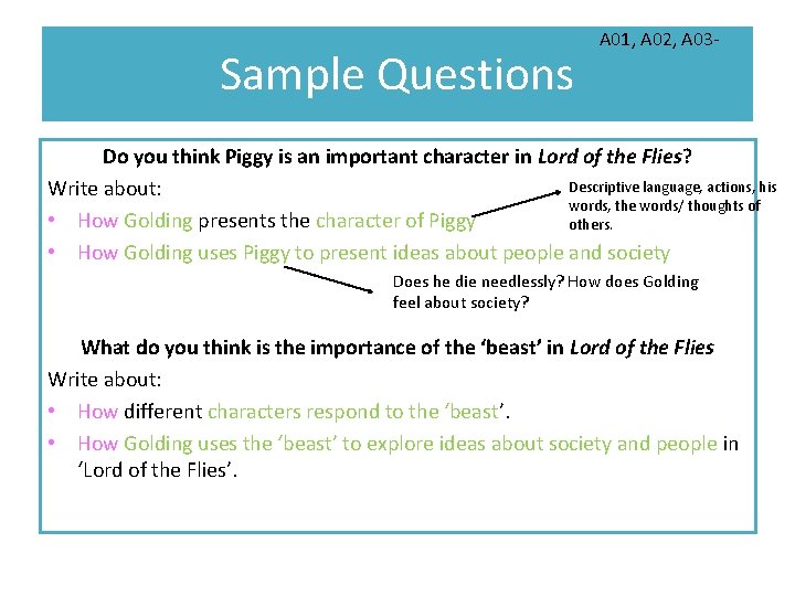 Sample Questions A 01, A 02, A 03 - Do you think Piggy is