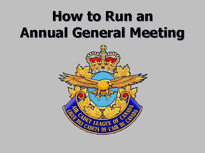 How to Run an Annual General Meeting 