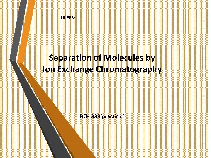 Lab# 6 Separation of Molecules by Ion Exchange Chromatography BCH 333[practical] 