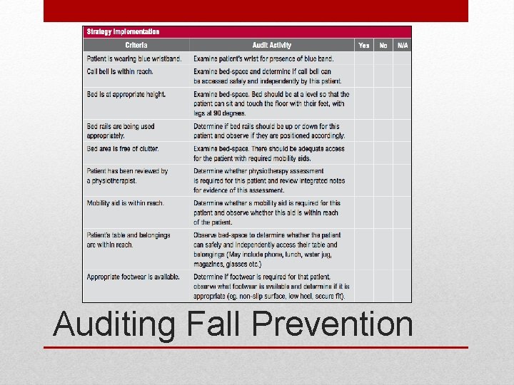 Auditing Fall Prevention 