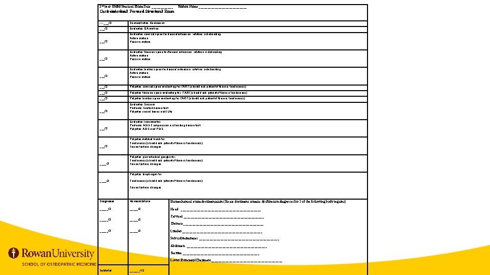 2 nd year OMM Practical Exam Date ______ Student Name ______________ Gastrointestinal Focused Structural 2 nd year OMM Practical Exam Date ______ Student Name ______________ Gastrointestinal Focused Structural