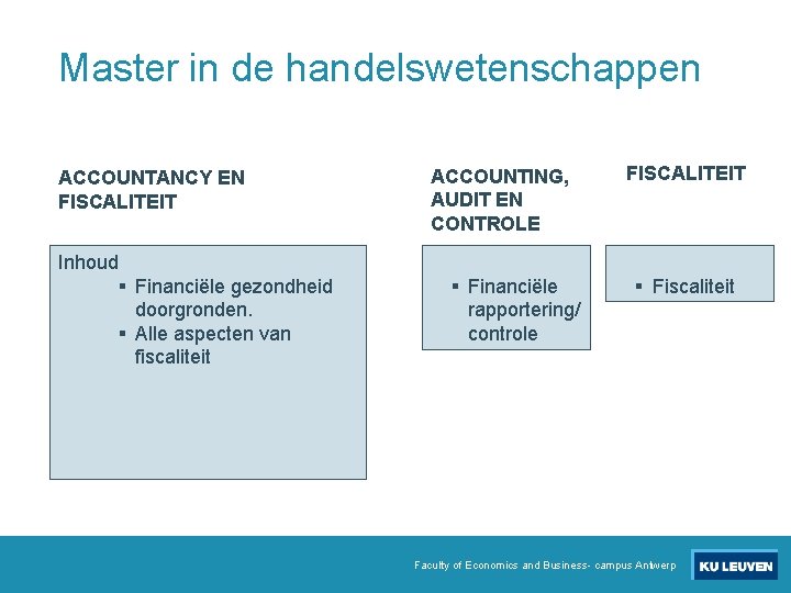 Master in de handelswetenschappen ACCOUNTANCY EN FISCALITEIT Inhoud § Financiële gezondheid doorgronden. § Alle