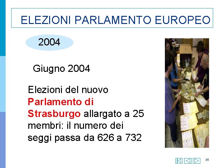 ELEZIONI PARLAMENTO EUROPEO 2004 Giugno 2004 Elezioni del nuovo Parlamento di Strasburgo allargato a