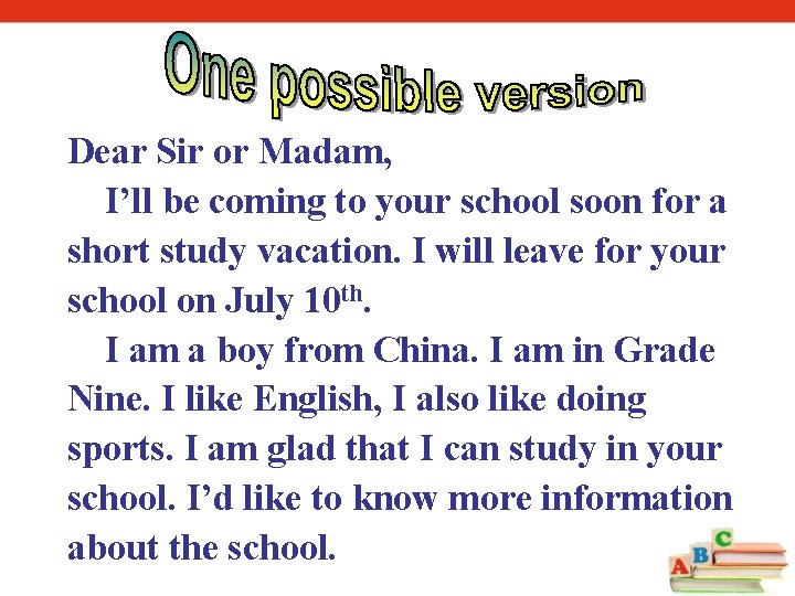 Dear Sir or Madam, I’ll be coming to your school soon for a short Dear Sir or Madam, I’ll be coming to your school soon for a short