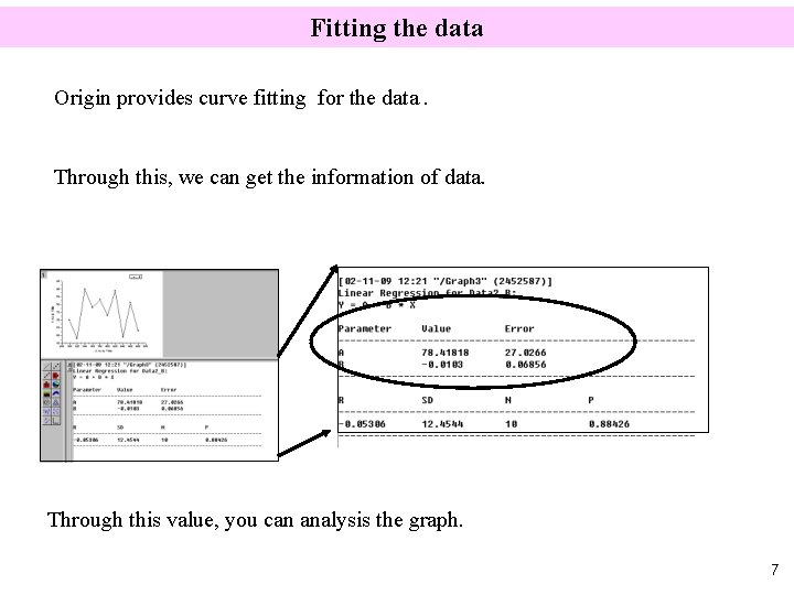 Fitting the data Origin provides curve fitting for the data. Through this, we can
