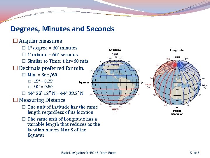 Degrees, Minutes and Seconds � Angular measures � 1° degree = 60’ minutes �