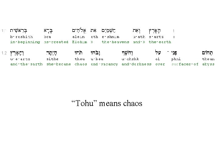 “Tohu” means chaos 