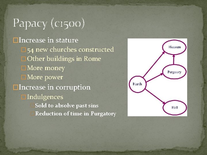 Papacy (c 1500) �Increase in stature � 54 new churches constructed � Other buildings