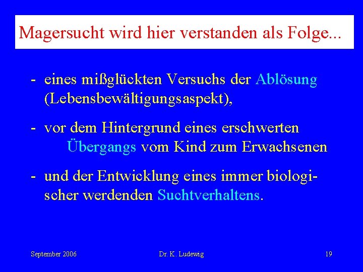 Magersucht wird hier verstanden als Folge. . . - eines mißglückten Versuchs der Ablösung