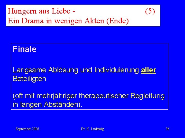 Hungern aus Liebe Ein Drama in wenigen Akten (Ende) (5) Finale Langsame Ablösung und