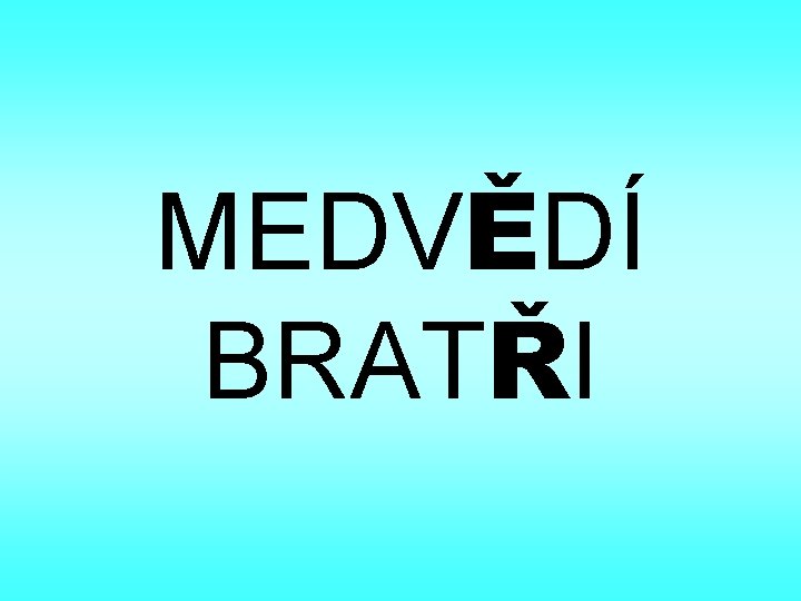 MEDVĚDÍ BRATŘI 