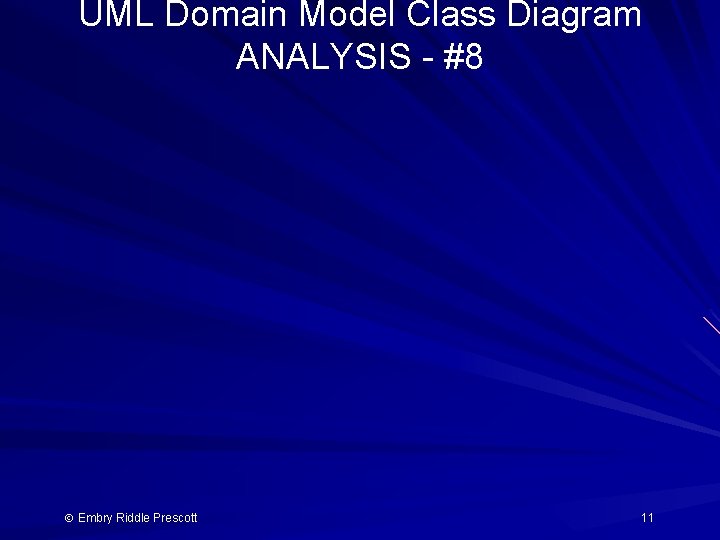 UML Domain Model Class Diagram ANALYSIS - #8 Embry Riddle Prescott 11 