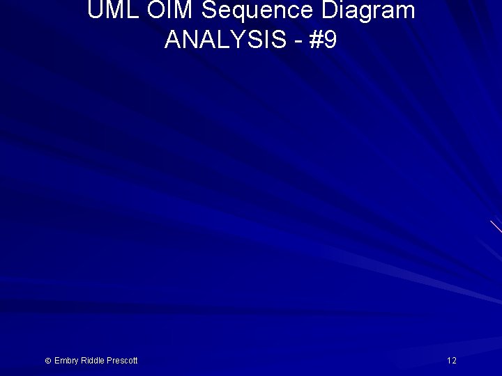 UML OIM Sequence Diagram ANALYSIS - #9 Embry Riddle Prescott 12 