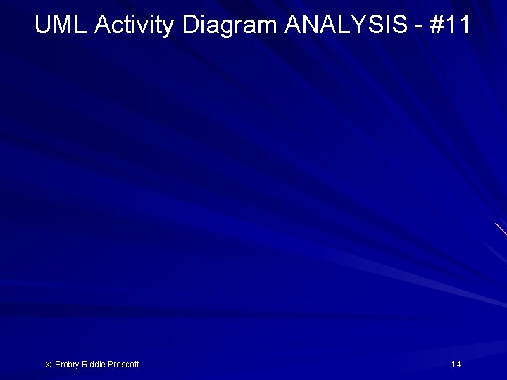 UML Activity Diagram ANALYSIS - #11 Embry Riddle Prescott 14 