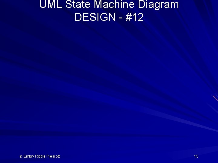 UML State Machine Diagram DESIGN - #12 Embry Riddle Prescott 15 